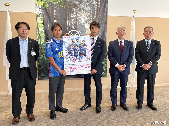 なでしこジャパン池田太監督、MS&ADカップ2022を前に荻原健司長野市長を表敬訪問